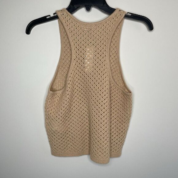 J.CREW Cashmere Top Women Small Tan NEW Pointelle Sleeveless Sweater BZ496 - Picture 5 of 12